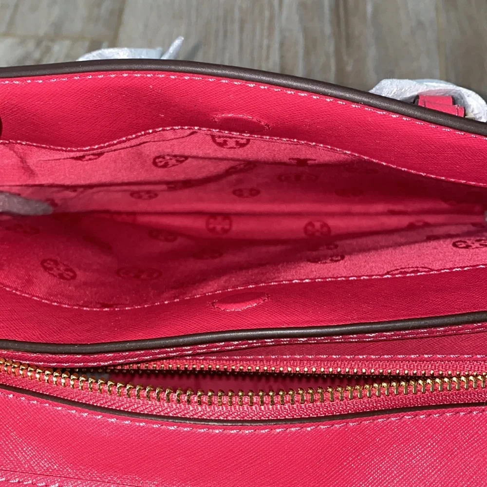 NWT Tory Burch Robinson Small Zip Tote Dark Peony - Picture 11 of 12